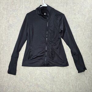 Hind Womens Full-Zip Black Jacket Size M Polyester Spandex Athletic Fit